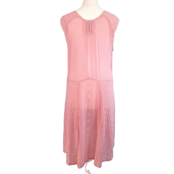 JOHNNY WAS Dusky Pink Dress Small UK 10 Broderie Anglaise Embroidered Sleeveless - Picture 6 of 10